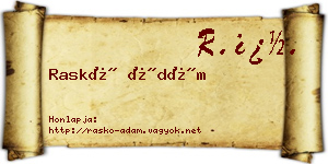 Raskó Ádám névjegykártya