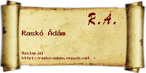Raskó Ádám névjegykártya